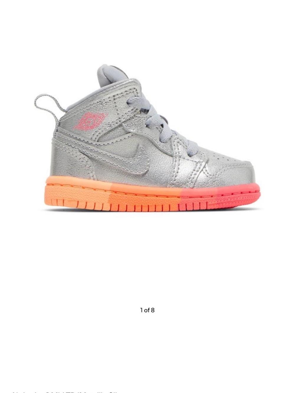 Jordan Kids Silver High-Top Sneakers with Neon Ombre Sole